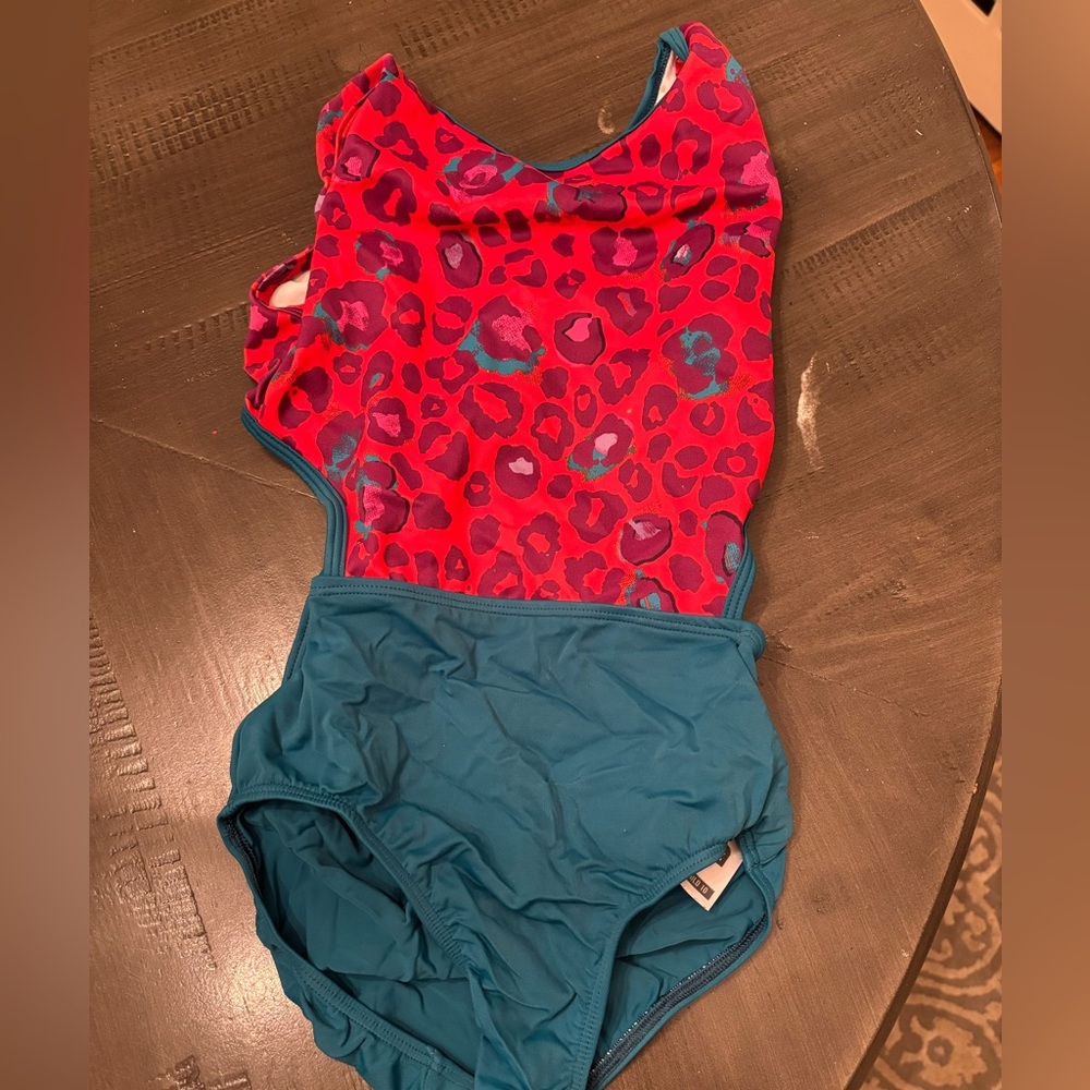 Vibrant Pink and Blue Kids' gymnastics leotard